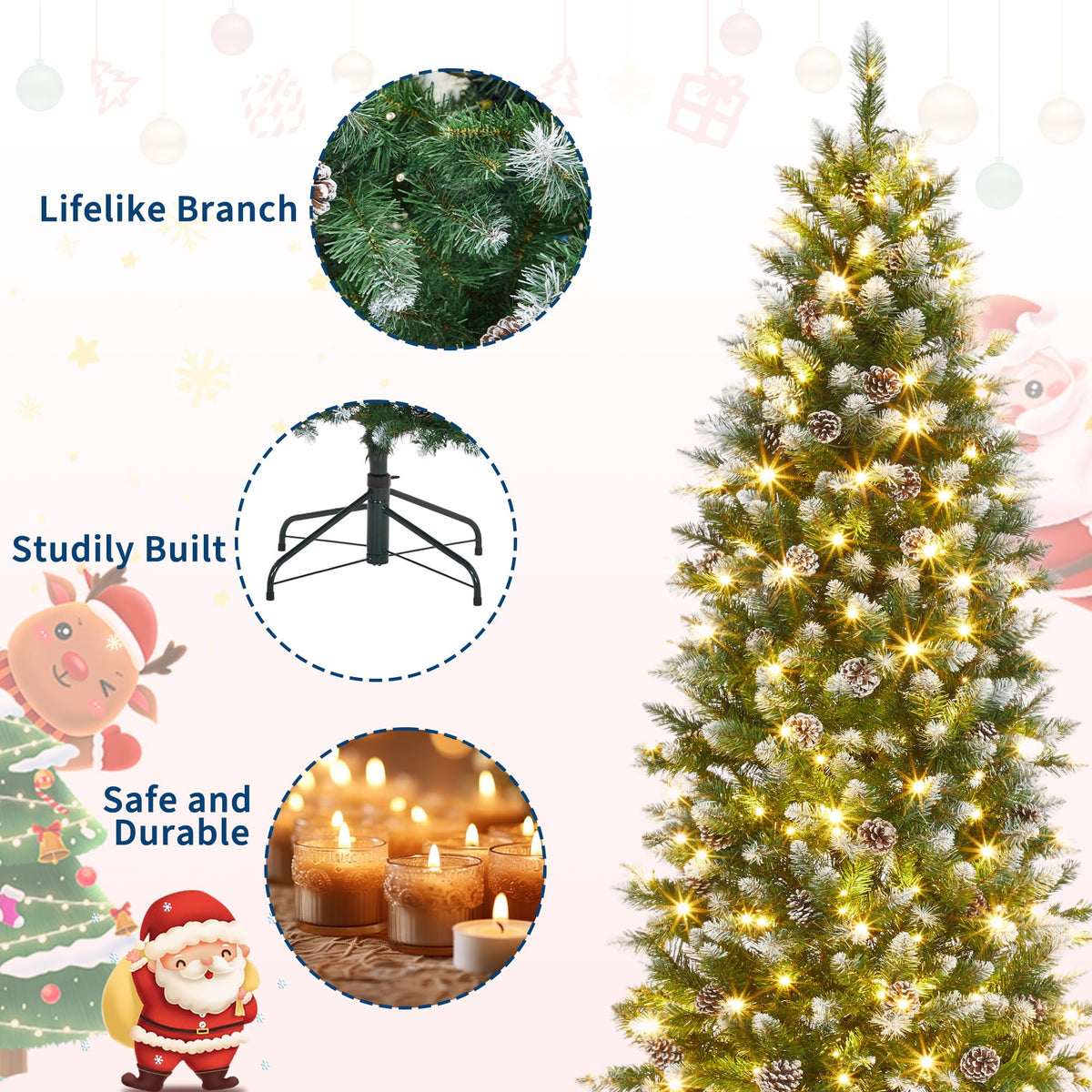 Garvee sapin de Noël artificiel 182 cm, avec support en métal et sac de rangement pratique