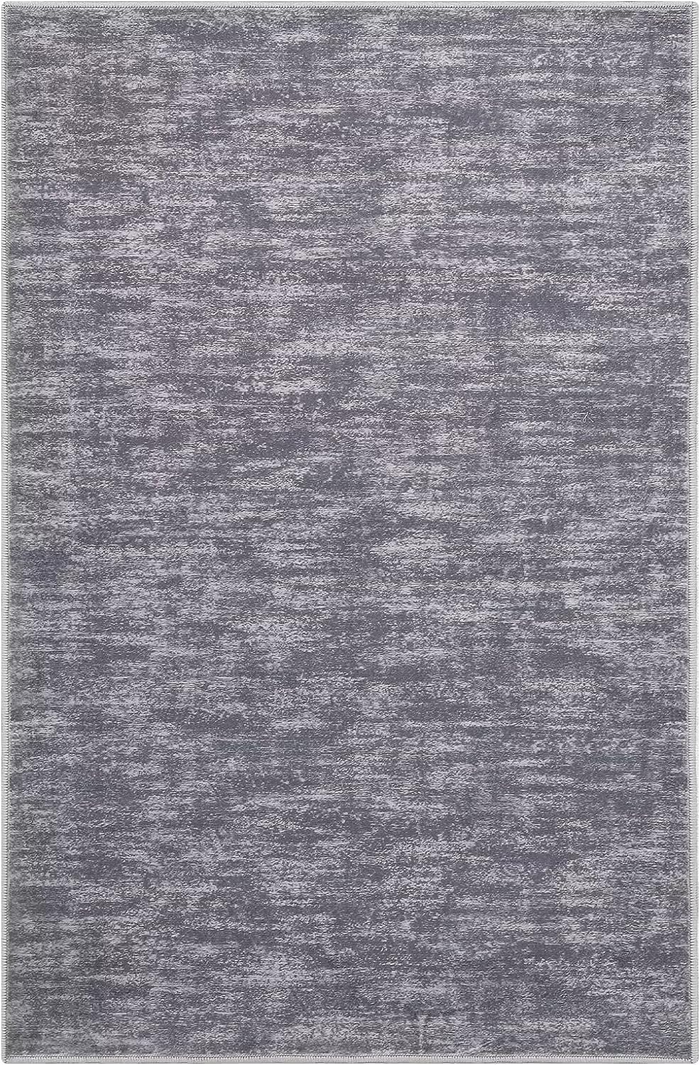 Tapis de salon Garvee, doux, lavable en machine, antidérapant, gris moderne, 80 x 150 cm
