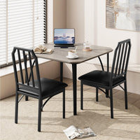 Ensemble de salle à manger Garvee pour 2 personnes, design chanfreiné, 3 pièces, sièges rembourrés, gris, compact pour petits espaces