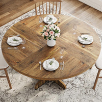 Garvee Table à manger ronde en bois 119 cm pour 4 à 6 personnes, structure robuste, pieds réglables, finition noire élégante, cuisine et salon