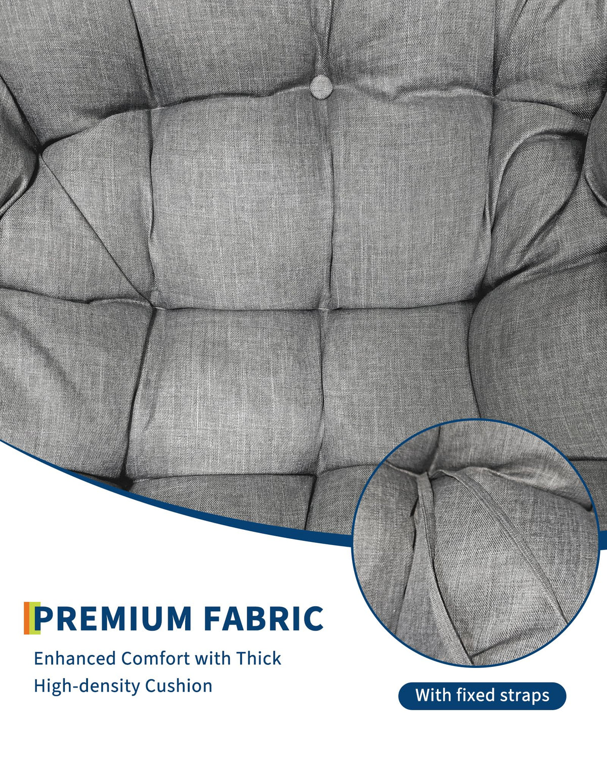 Garvee Fauteuil œuf à bascule intérieur extérieur, grand format, rotin effet naturel, coussin rembourré en oléfine résistante, jardin et patio, marron