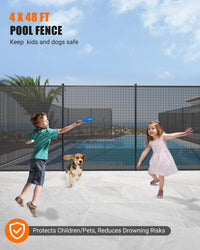 Grillage de sécurité pour piscine Garvee 1,20 m x 14,60 m avec pieds en acier inoxydable, résistant aux intempéries, réglable pour jardin et piscine, noir