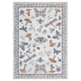 Garvee Tapis floral moderne antidérapant pour chambre, salon, cuisine, bureau, poils courts, lavable en machine, rétro - Beige