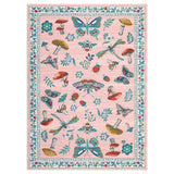 Garvee Tapis floral moderne antidérapant pour chambre, salon, cuisine et bureau, poil court, lavable en machine, rétro - Rose