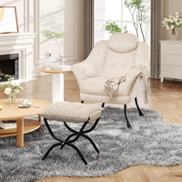Fauteuil de lecture ergonomique Garvee, confortable et pliable, avec repose-pieds, en velours, idéal pour le salon et la chambre. Gain de place.