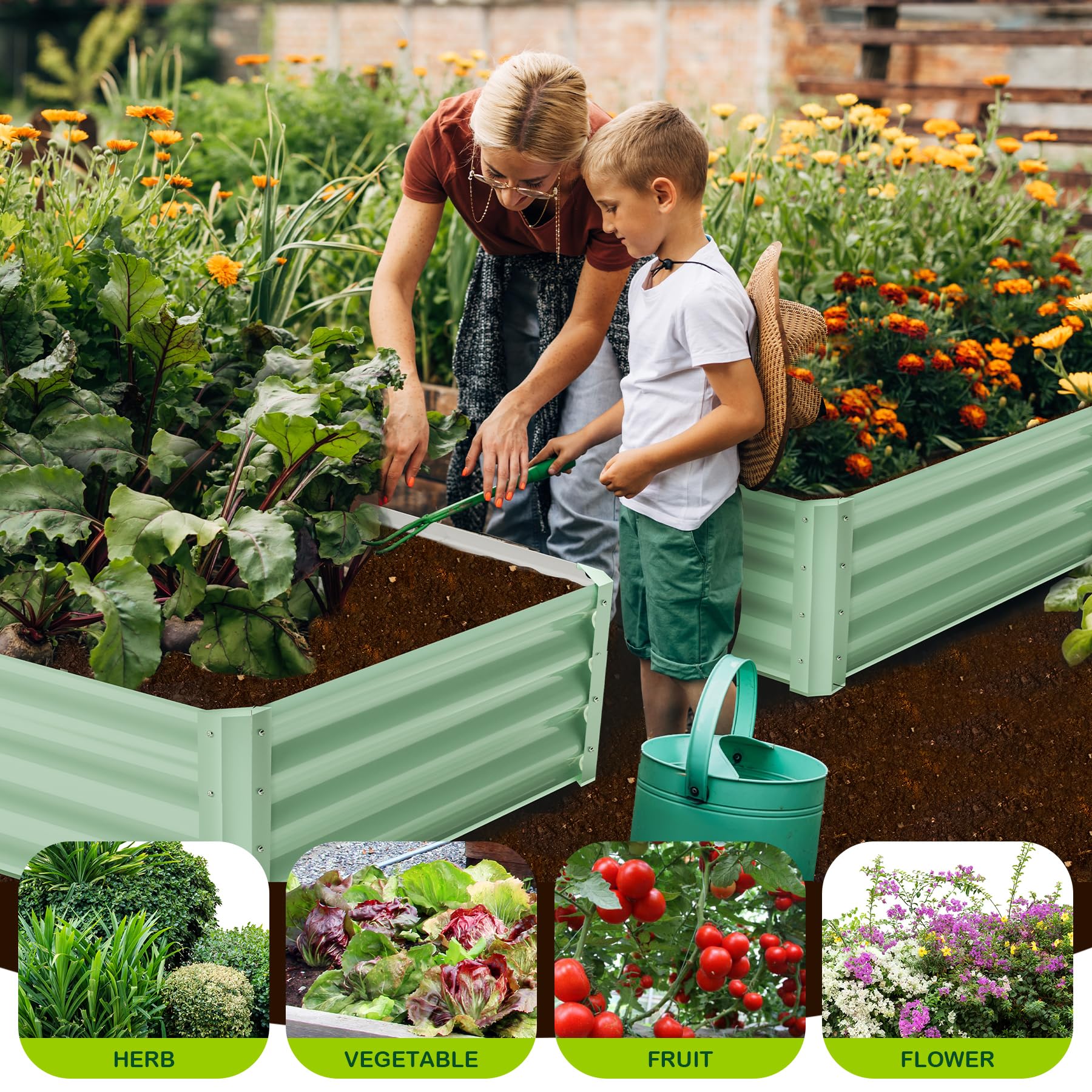 Ensemble de 2 bacs de jardin surélevés galvanisés Garvee, 137 x 61 x 30 cm, en métal avec bords caoutchoutés, pour balcon et jardin, épaisseur 0,5 mm, robustes.