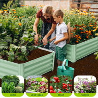 Ensemble de 2 bacs de jardin surélevés galvanisés Garvee, 137 x 61 x 30 cm, en métal avec bords caoutchoutés, pour balcon et jardin, épaisseur 0,5 mm, robustes.