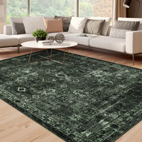 Tapis Garvee Boho, pour salon, style vintage, lavable, à poils courts, antidérapant, idéal pour la chambre, style rétro, 120 x 170 cm, vert foncé