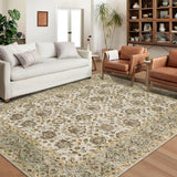 Garvee Tapis Vintage Salon 200 × 290 cm, Design Persan Élégant, Anti-Dérapant, Lavable, Imitation Cachemire, Pliable - Vert Clair - Vert clair