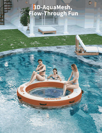 Hamac gonflable aquatique Garvee, ponton flottant en filet, 3 m/2,4 m, PVC 2700 g/m², résistant aux UV, 8 anneaux en acier inoxydable, idéal pour les fêtes au bord de la piscine ou du lac, plusieurs couleurs