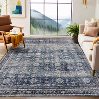 Tapis oriental vintage lavable Garvee, doux et antidérapant, pour salon, chambre, cuisine, à poils plats, protège-sol décoratif