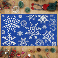 Tapis de porte Garvee Kerst 50x80 cm, lavable et antidérapant, motif flocons de neige rouges et bleus, idéal pour l'entrée, la cuisine ou la chambre à coucher. Décoration de Noël.