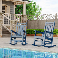 Garvee Fauteuil à bascule d’extérieur en HDPE bleu marine, assise large avec accoudoirs spacieux, résistant aux intempéries, pour jardin et porche