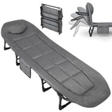 Garvee Lit De Camping Pliant 190,5 cm Avec Coussin Intégré, Cadre Acier Robuste, Support 227 kg, Léger Pour Plage Et terrasse, Noir - Gris