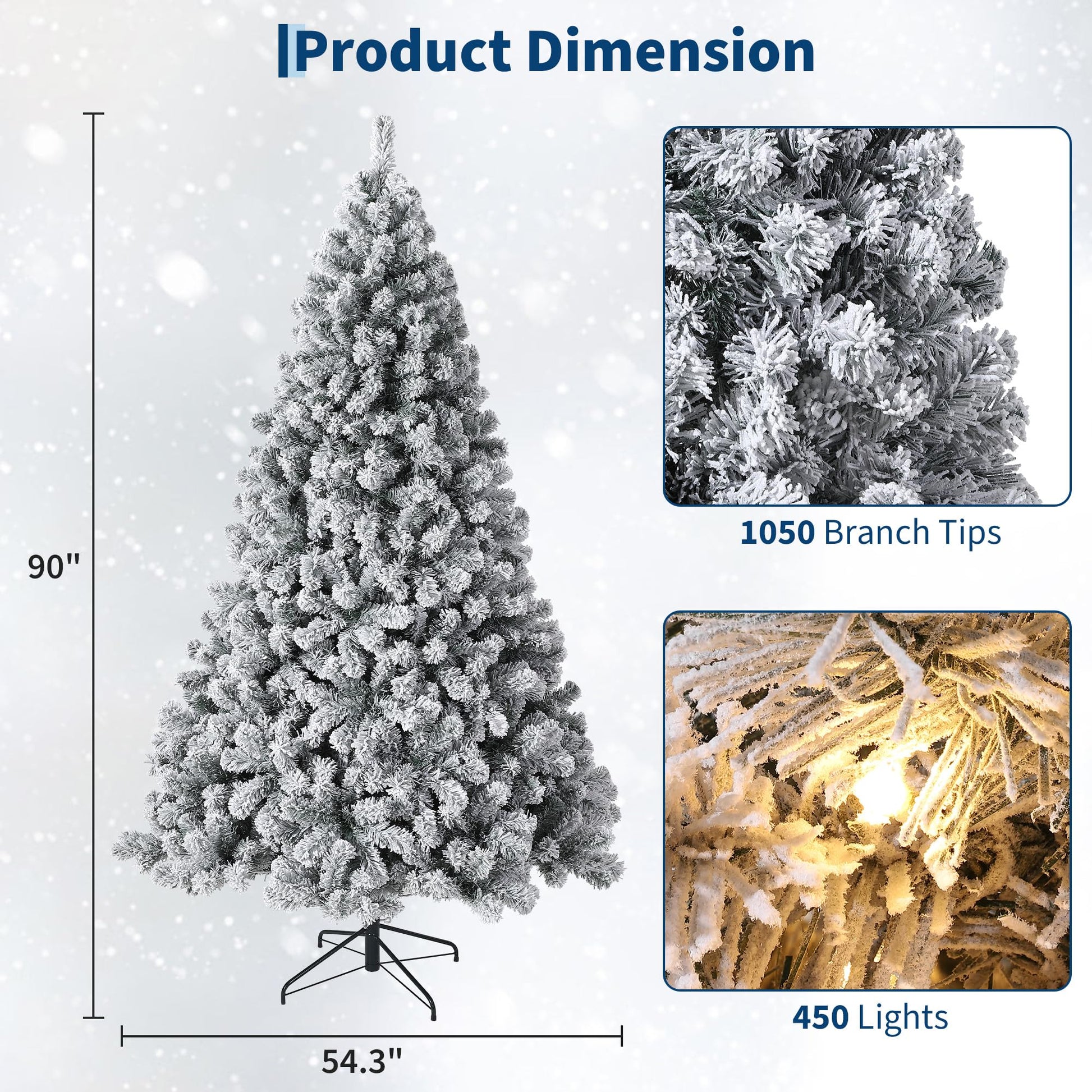 Sapin de Noël artificiel Garvee de 225 cm avec 550 LED, en PE/PVC de qualité supérieure, idéal pour les grandes pièces et les fêtes de Noël.