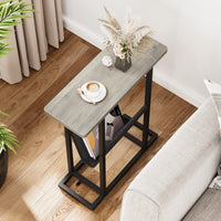 Table d'appoint étroite Garvee pour petits espaces avec rangement, salon, bureau, 45 cm L x 18 cm l x 55 cm H, grise