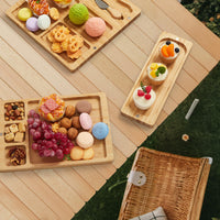 Planche à charcuterie 3 en 1 Garvee en bambou avec couteau, grande taille (64 x 32 cm), magnétique, lisse et résistante, idéale pour les fêtes et les cadeaux.