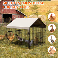 Poulailler Garvee 100x218x100cm – Acier galvanisé avec 2 compartiments et 4 portes pour poules et lapins