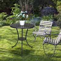 Table de bistrot Garvee Patio ronde de 61 cm (24 po) avec trou pour parasol de 5 cm (2 po), en aluminium résistant aux intempéries et structure en fer robuste, noir classique, pour balcon et jardin.