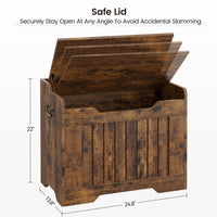 GARVEE Coffre de rangement en bois 63 cm, banc avec charnière de sécurité, supporte 159 kg, MDF durable, pour entrée, salon, chambre, style vintage