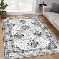 Tapis Garvee Boho Rugs lavable, antidérapant et fin, pour salon, salle à manger, chambre, cuisine ou bureau, 120 x 170 cm, gris