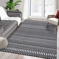 Tapis imperméable Garvee style bohème marocain, lavable, résistant à l'huile, antidérapant, 160 x 230 cm, noir, pour salon et chambre.