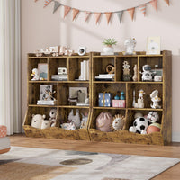 Armoire à jouets Garvee marron rustique à 3 étagères, protection anti-basculement pour chambres d'enfants et salles de jeux, en bois robuste et sécurisée pour les enfants.