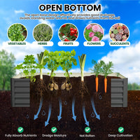 Jardinière surélevée galvanisée Garvee 182 x 91 x 46 cm (6 x 3 x 1,5 pi) - Construction robuste en acier - Protection antirouille - Fond ouvert - Coins de sécurité