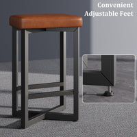 Ensemble de 4 tabourets de bar Garvee, 62,5 cm, revêtement en similicuir, structure en métal, style moderne, sans dossier, idéal pour îlot de cuisine ou salle à manger, noir