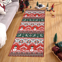 Tapis de couloir de Noël Garvee, motif bonhomme de neige rouge, doux et antidérapant, en polyester, 60 x 180 cm, pour salon et chambre.