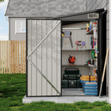 Garvee Abri De Stockage Métallique 4×8 Ft En Acier Galvanisé Robuste Avec Porte Verrouillable, Ventilation Double, Design Gain De Place, Jardin, Kit Complet - 
