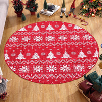 Tapisserie de Noël ronde Garvee 120x120 cm, lavable en machine, motif flocons de neige et sapin de Noël, décoration pour chambre ou salon.