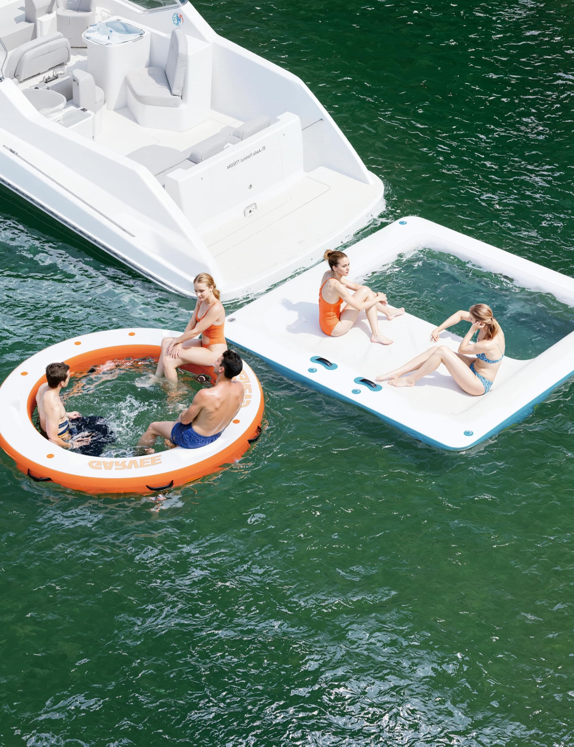 Garvee Hamac flottant gonflable 305 cm ou 244 cm, maille PVC marin, ancrage sécurisé, pour piscine et lac, multicolore.
