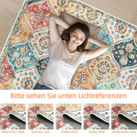 Tapis de couloir Garvee 200 x 290 cm, lavable, motif floral vintage, pour chambre ou cuisine, antidérapant
