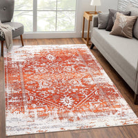 Tapis d'intérieur Garvee pour salon, doux, à poils courts, grand format, dégradé orange, lavable, 160 x 230 cm, pour salle à manger ou bureau.