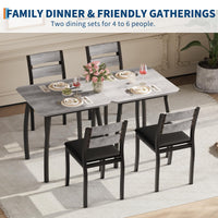 Ensemble de salle à manger Garvee 3 pièces pour 2 personnes avec chaises rembourrées en PU et table en bois MDF, compact, robuste, gris, idéal pour les petites cuisines et les appartements.