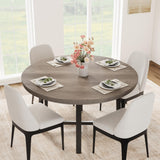 Garvee Table à manger ronde 119 cm 4-6 personnes MDF épais cadre métal robuste gris rustique cuisine salle à manger - Gris rustique