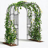Garvee arche de jardin métallique 2,23 m, acier spiralé noir, support pour plantes grimpantes, pour potager surélevé