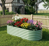Garvee Bac De Jardin Surélevé Galvanisé 1,8×0,9×0,6m, Résistant À La Rouille, Métal Durable, 24 In Haut, Pour Fleurs Et Légumes Extérieurs - Vert & Ovale & 1 pièce