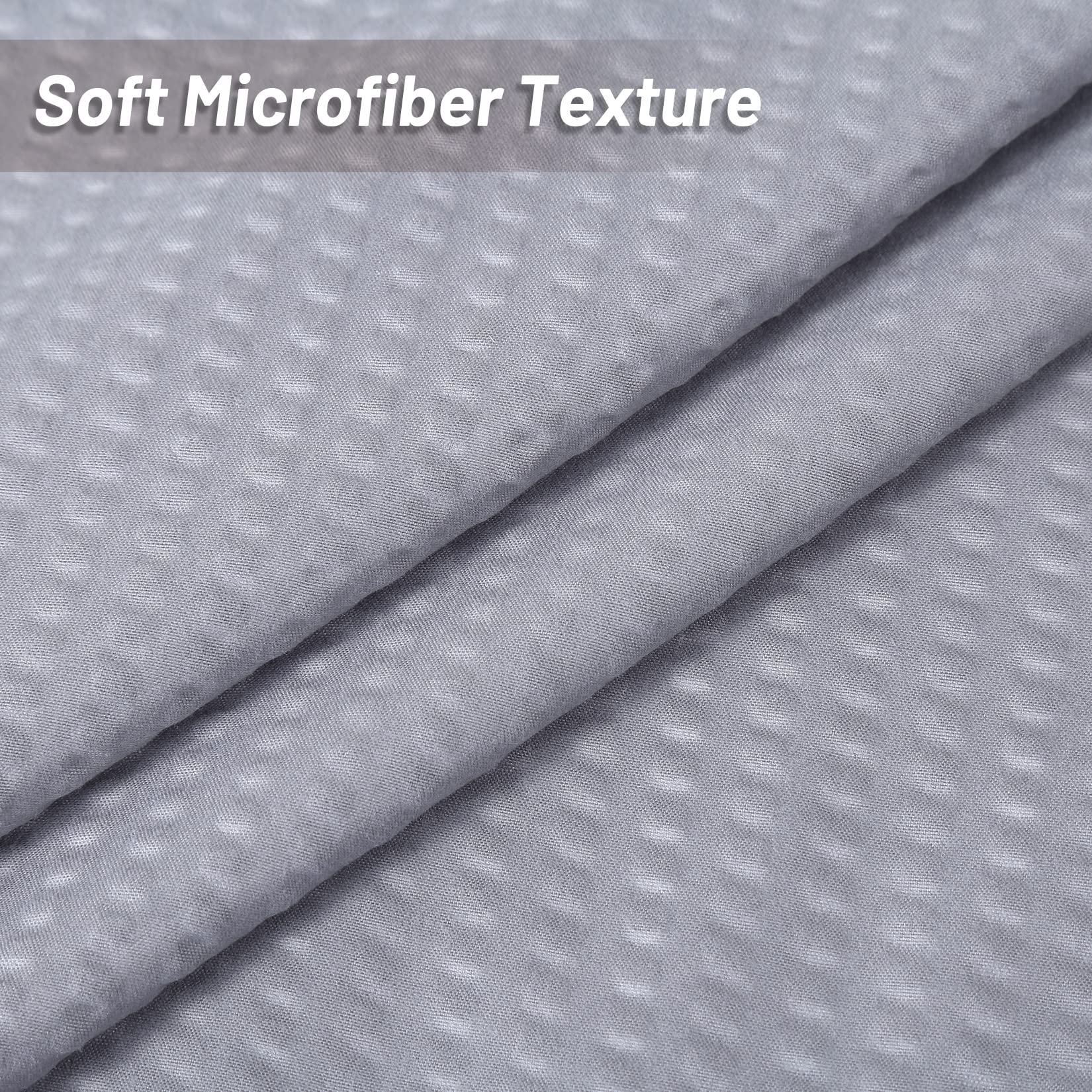 Rideau de douche Garvee en microfibre à motif en relief, déperlant, ourlet lesté, 12 œillets, gris, décoration de salle de bain
