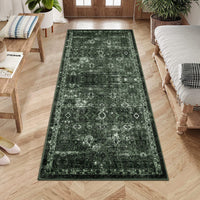 Tapis de couloir antidérapant à poils courts Garvee Boho pour cuisine, entrée, chambre, 80 x 150 cm, vert foncé vintage