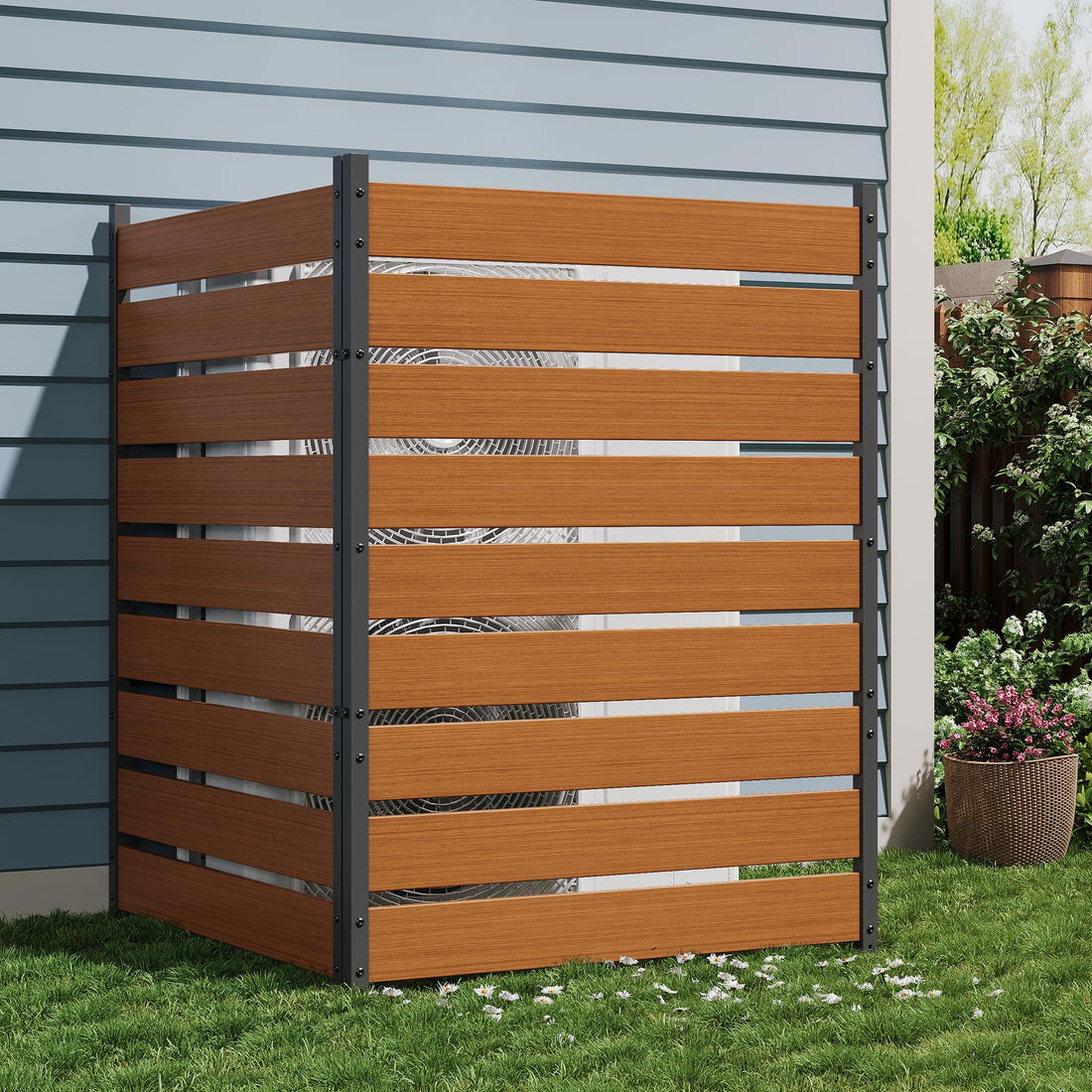 Paravent Garvee en cèdre naturel 124,5 x 96,5 cm (49 po x 38 po), installation facile sans tranchée, idéal pour le jardin et la piscine.