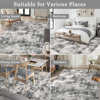 Tapis lavable moderne Garvee, antidérapant, doux et résistant, idéal pour les enfants et les animaux domestiques, 120 x 170 cm, gris