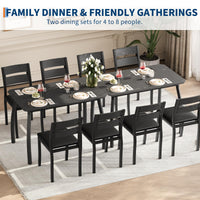 Ensemble table et chaises Garvee pour 4 personnes, structure en métal, design carré, gain de place, noir, idéal pour les petites pièces et les studios.