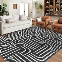 Tapis de salon Garvee 200x290 cm, lavable, antidérapant, à poils courts, gris, pour salon, chambre ou salle à manger