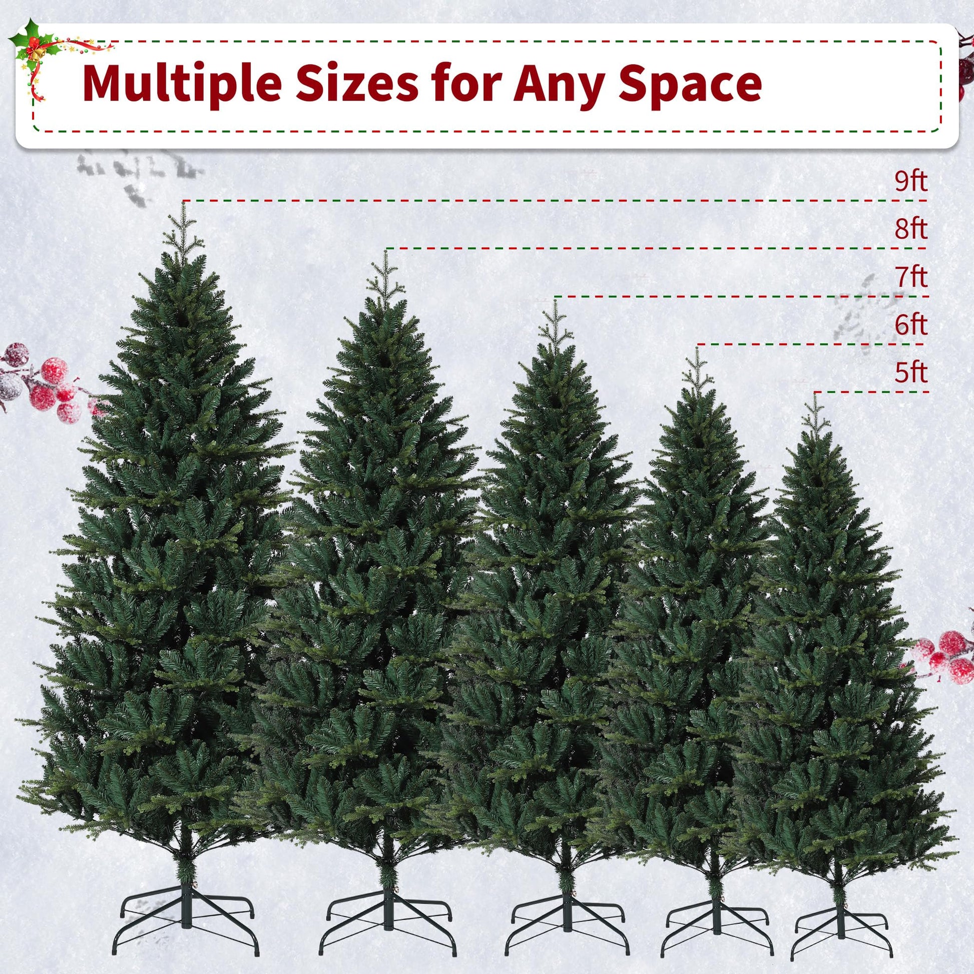 Sapin de Noël artificiel Garvee 240 cm en PE/PVC, magie de Noël avec éclairage haut de gamme pour salles et événements de Noël