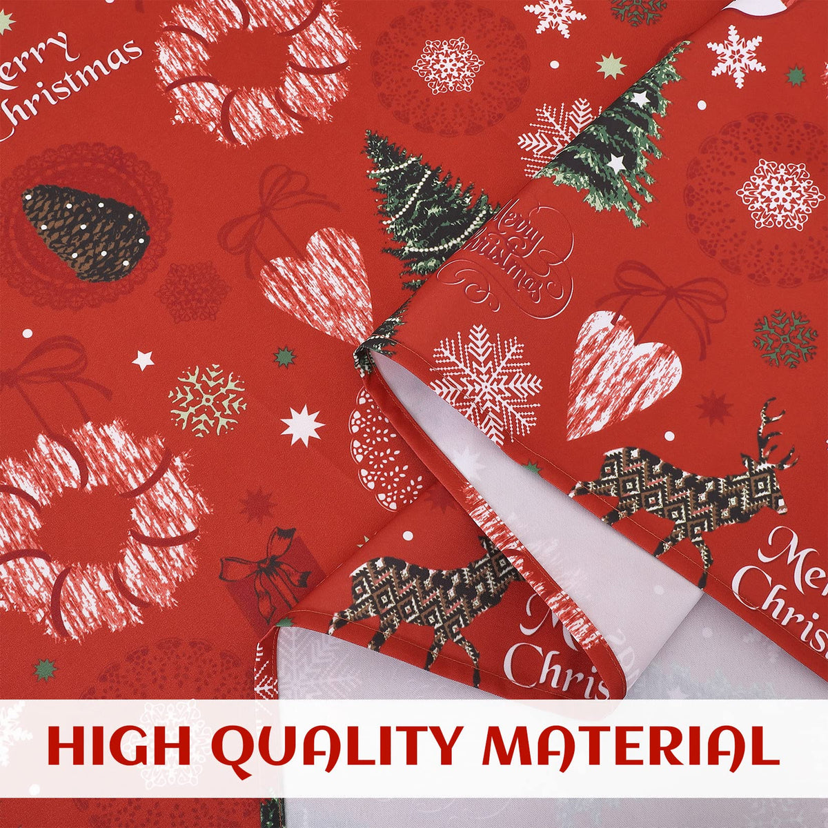 Garvee Nappe de Noël, polyester, résistante à l'huile et aux taches, lavable, pour l'intérieur et l'extérieur, motif de Noël, rouge, 132 × 229 cm