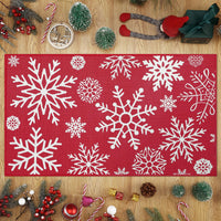 Paillasson de Noël Garvee 50 x 80 cm rouge, lavable, antidérapant, motif flocons de neige.