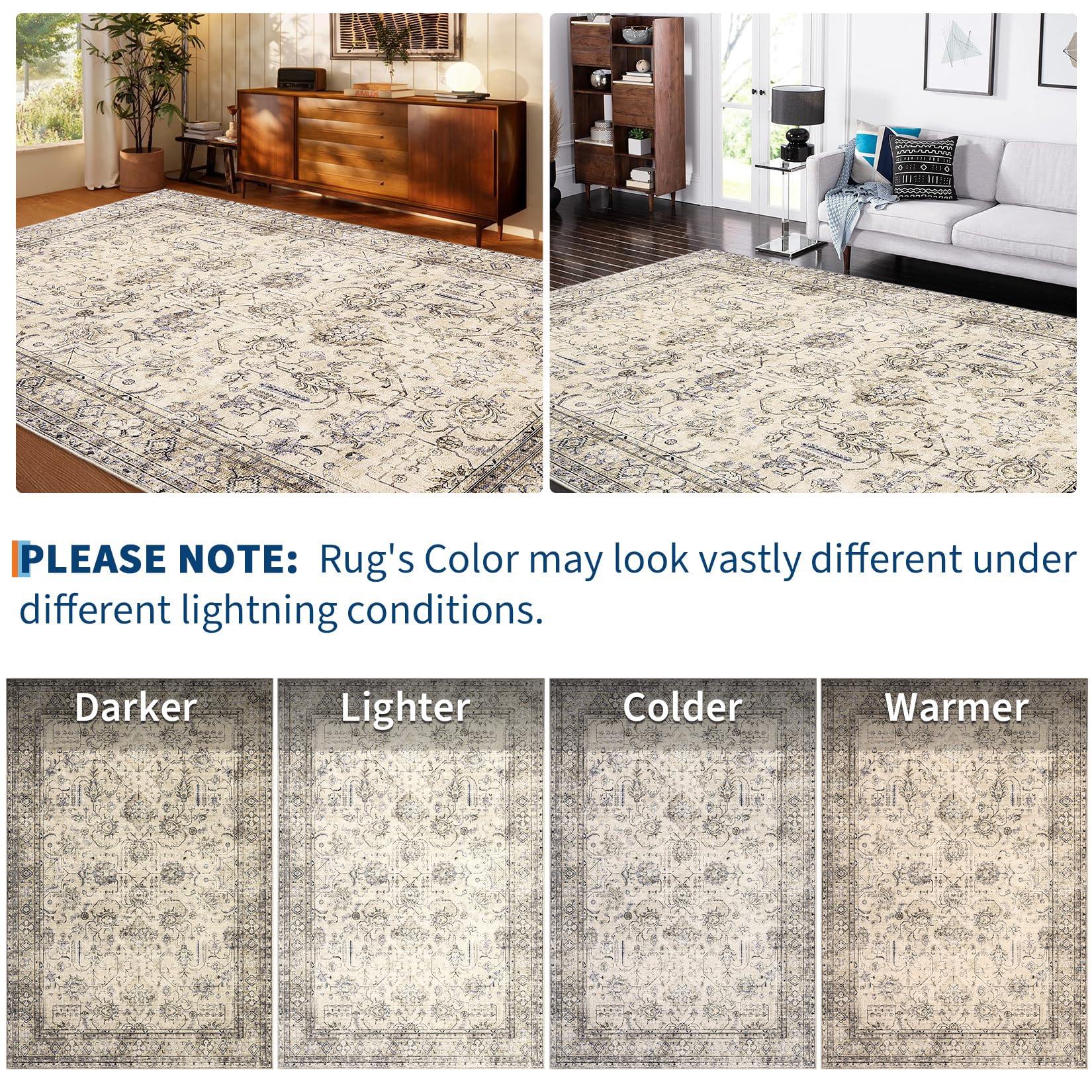 Tapis Garvee Pearl Fleece, 100 % polyester, lavable, pour salon/cuisine, 240 x 340 cm, beige-marron