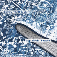 Tapis de collection Garvee, motif oriental vieilli, 160 x 230 cm, bleu, entretien facile, pour salon et chambre
